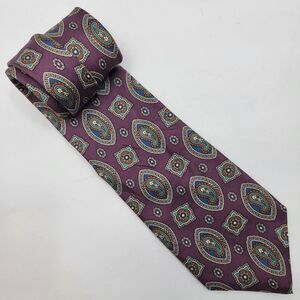 Christian Dior Monsieur VTG Purple Paisley Medallions All Silk Necktie 60"x3.5"